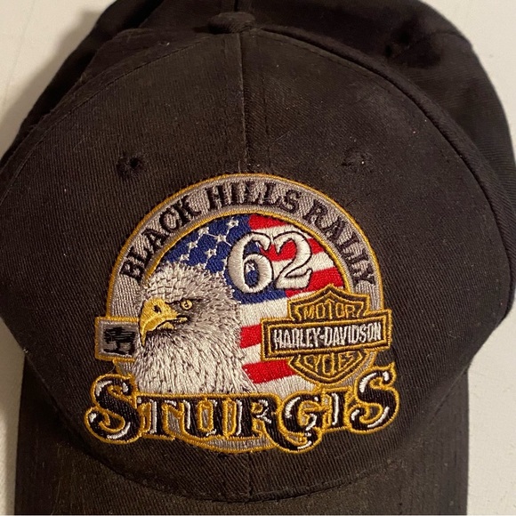 Harley Davidson Hat Mens Strap Back Black Hill Rallys 2002 Sturgis 62 - Picture 6 of 11